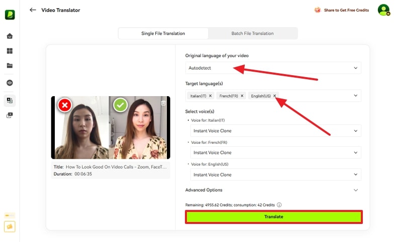 blipcut ai video translator video