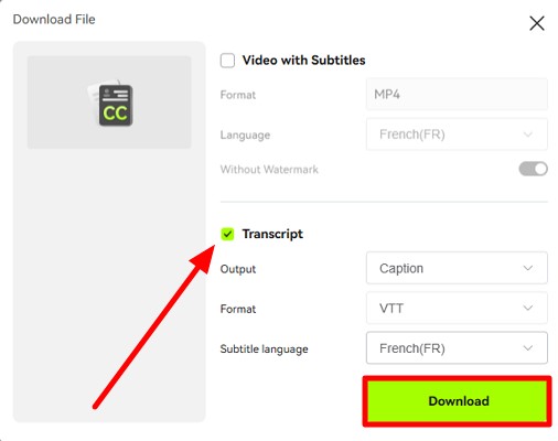 Download transcripts file