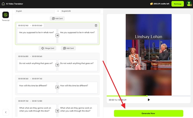 use generate now button to proceed