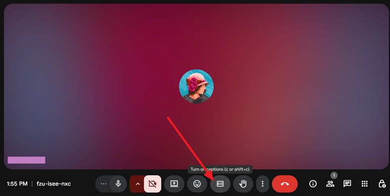 enable captions on google meet