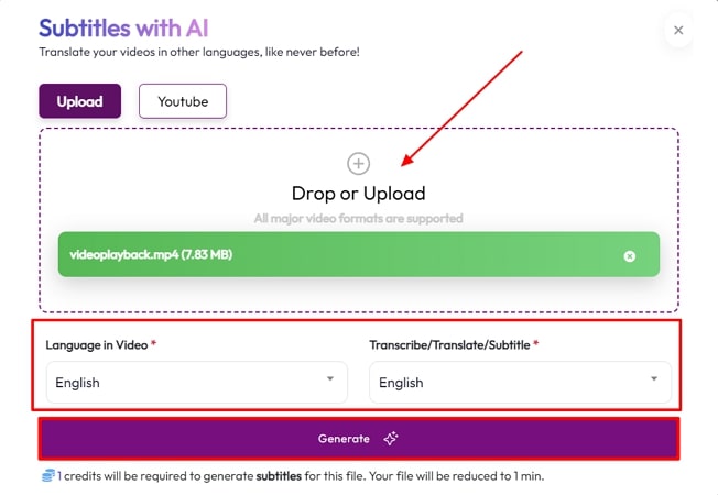 add video and generate translation wavel