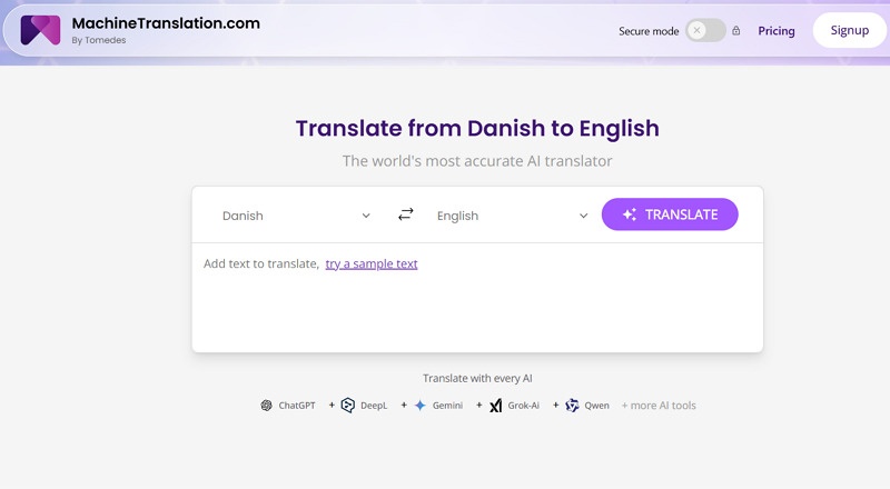 Machine Translation Danish Translator