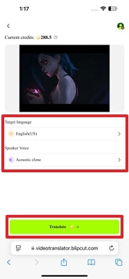 перевести с помощью приложения blipcut video translator