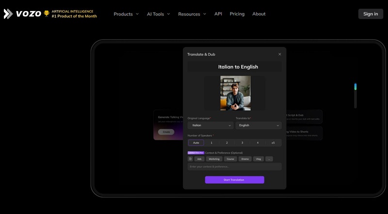 Vozo Italian Translate App