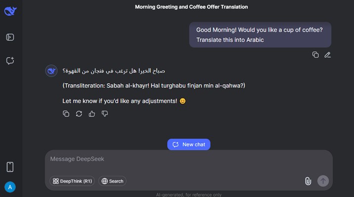 free ai translation with deepseek