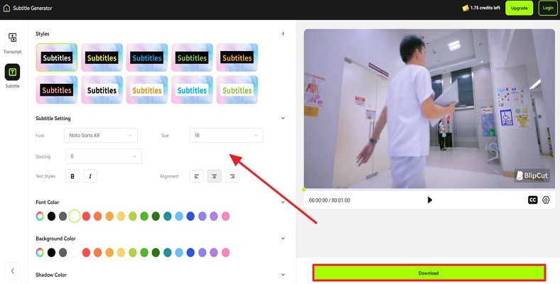 hit download after adjusting subtitles
