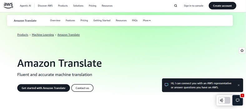 machine translation programs amazon translate