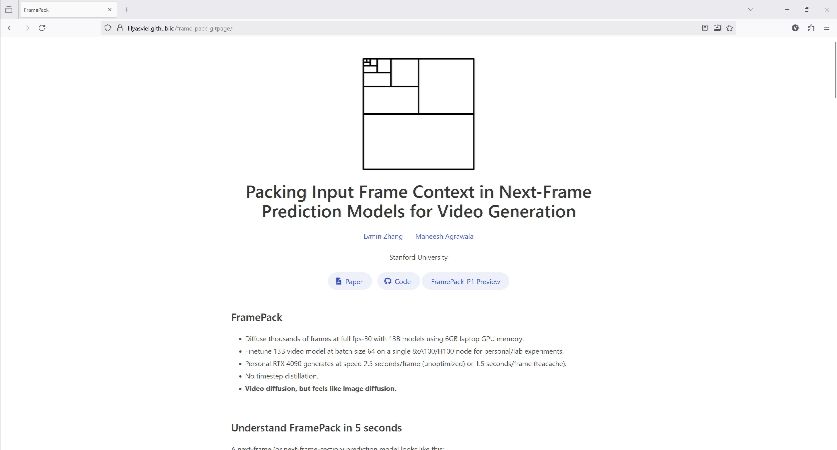 use framepack for local ai video generation
