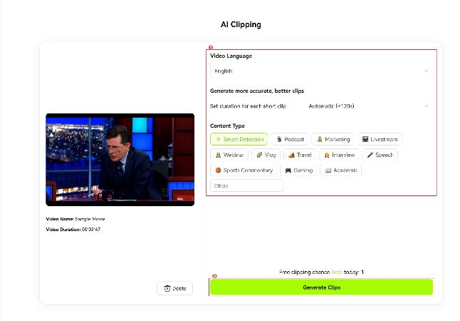 define clipping preferences and generate ai videos
