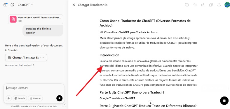 chatgpt translate english to spanish