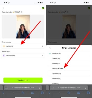 pick preferred language from list