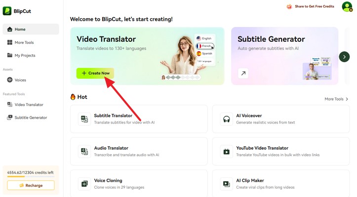 ai video translation blipcut translator tool