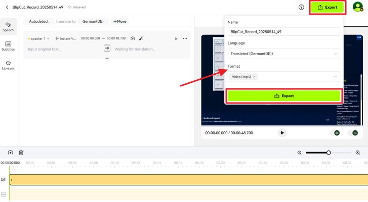 set format and download screen recording
