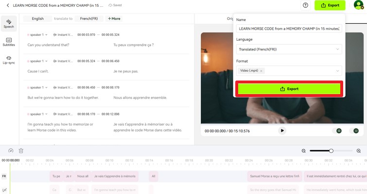 download video from blipcut interface