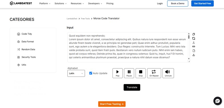 access lambda morse code video translator