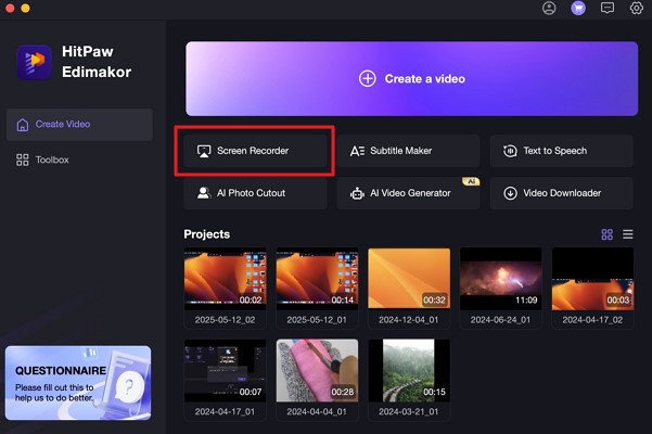 access hitpaw Edimakor screen recorder tool
