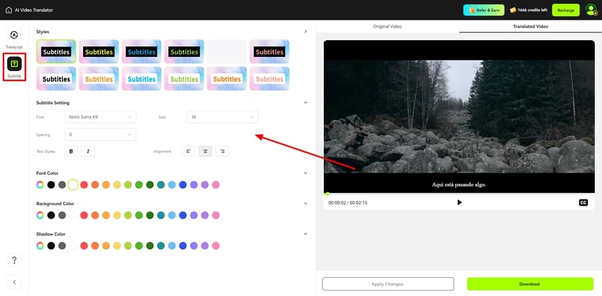 edit subtitles generated by blipcut