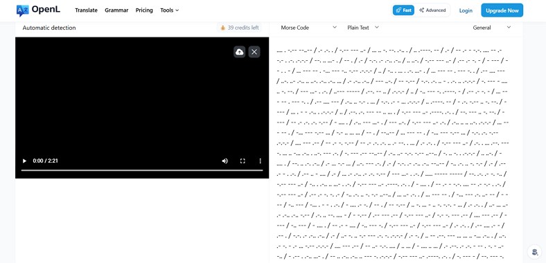 morse code video translator openl