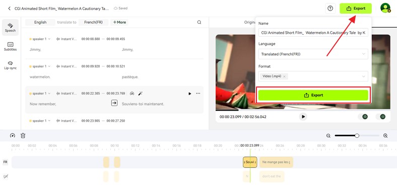 export final translation blipcut