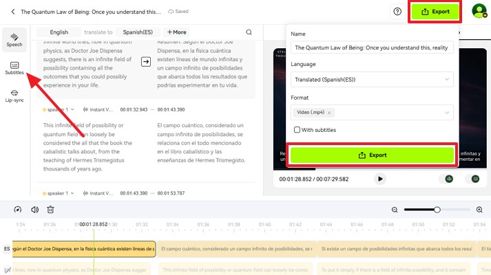 export spanish accurate translation blipcut