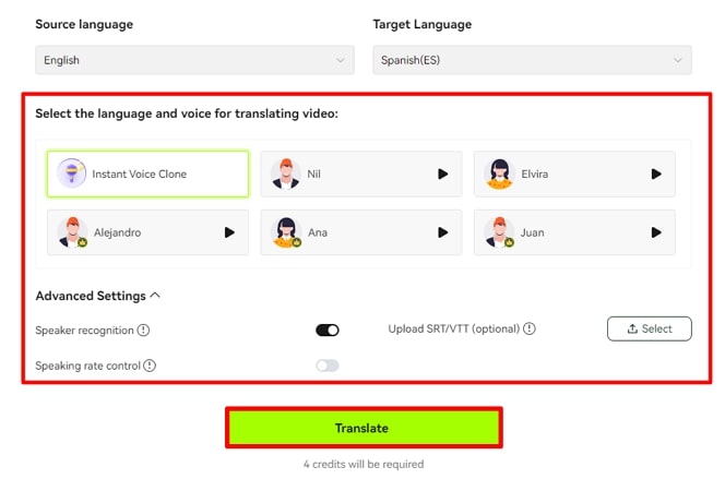 define translation parameters and translate