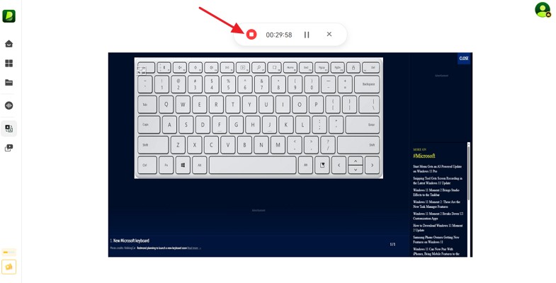 control recording through red button