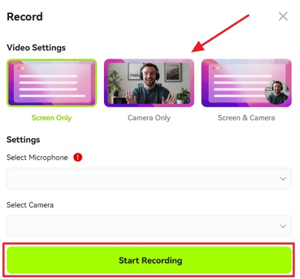 hit start recording button