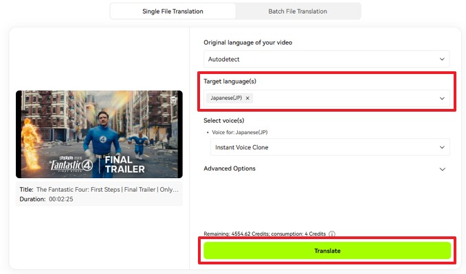 video translation ai target language