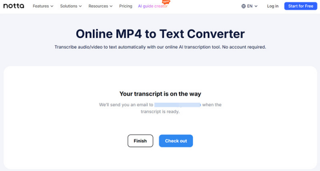 Start Transcription in Notta Translator