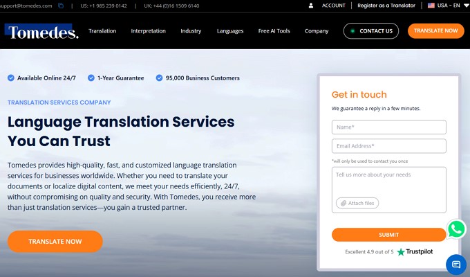 ai translation app tomedes