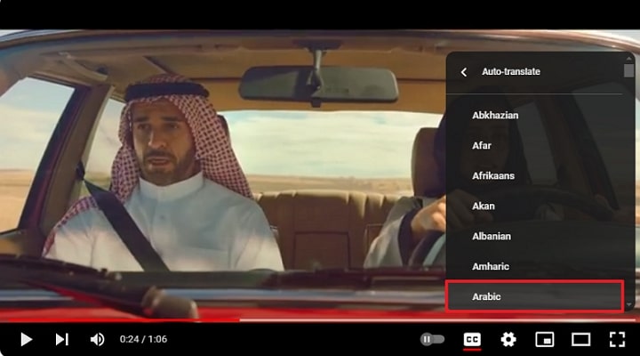 Elige subtítulos para vídeos de YouTube en árabe