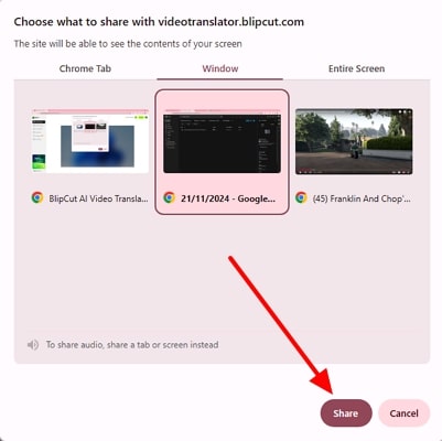 select window for blipcut samsung audio recorder