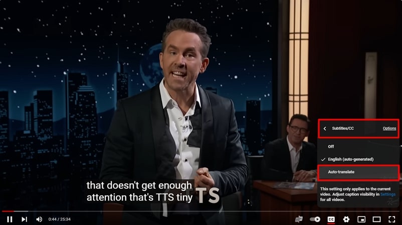 Übersetzungssprache für automatische Untertitel ändern