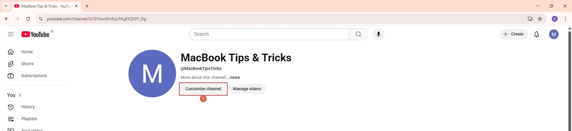 click customize channel