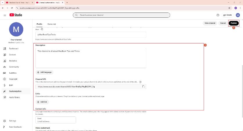 add more languages, descriptions, and set other options, and click publish