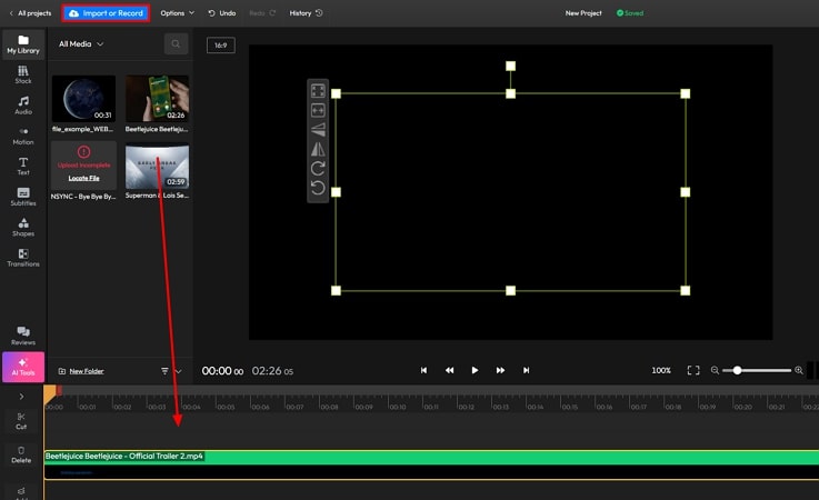 add video file across flixier