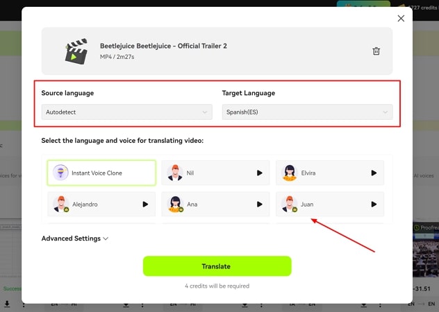 define language for your youtube video