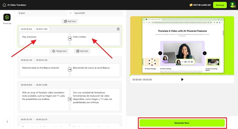 review the subtitles and continue blipcut
