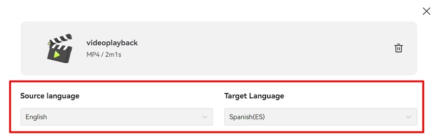 Video hochladen und Sprache einstellen