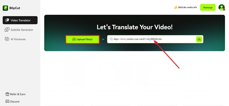 pegar enlace o subir video