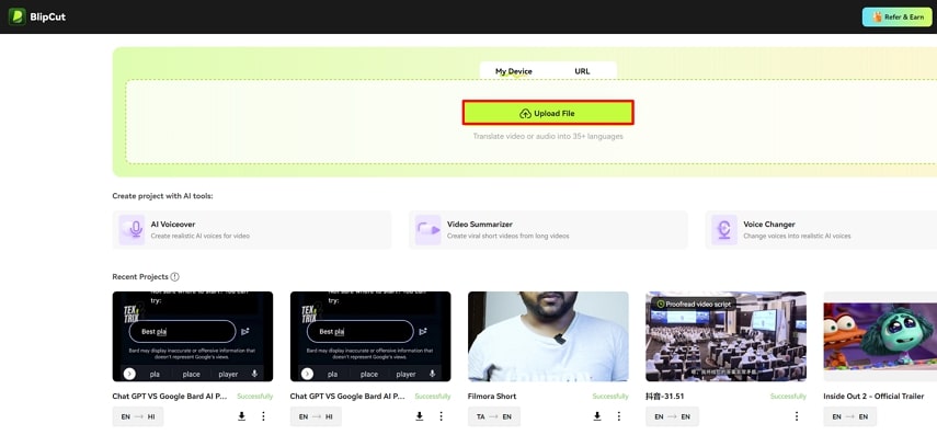 add video file into blipcut