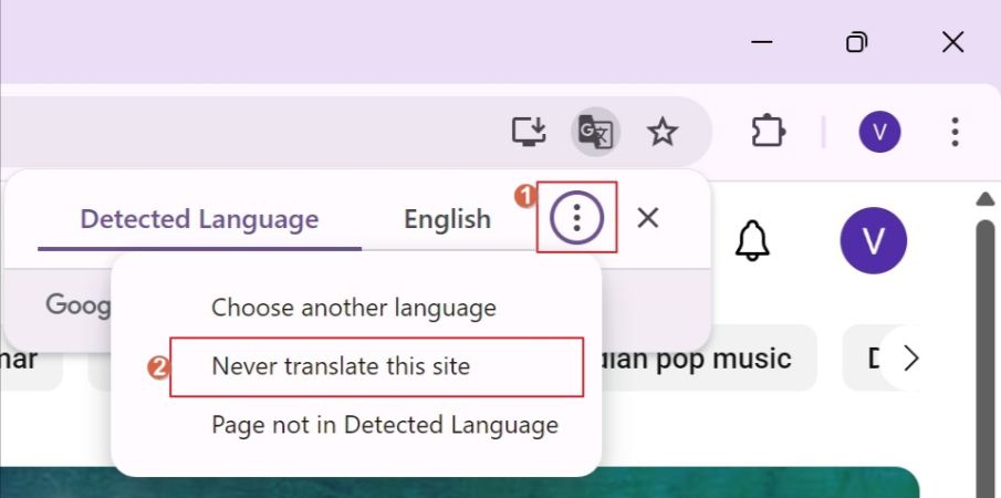 click never translate this site to prevent youtube from translating video titles
